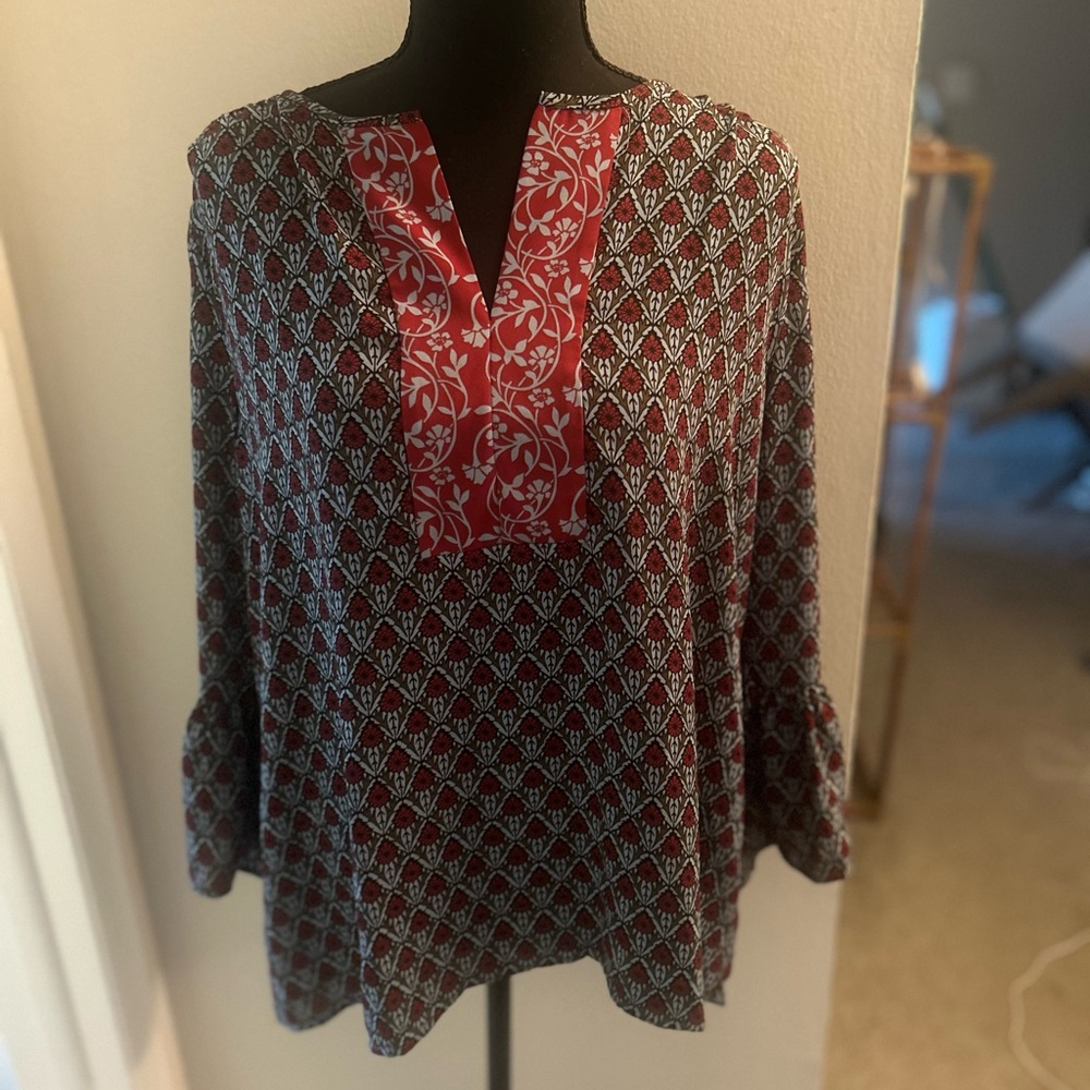 LOFT Red and Black Geometric Women's Tunic